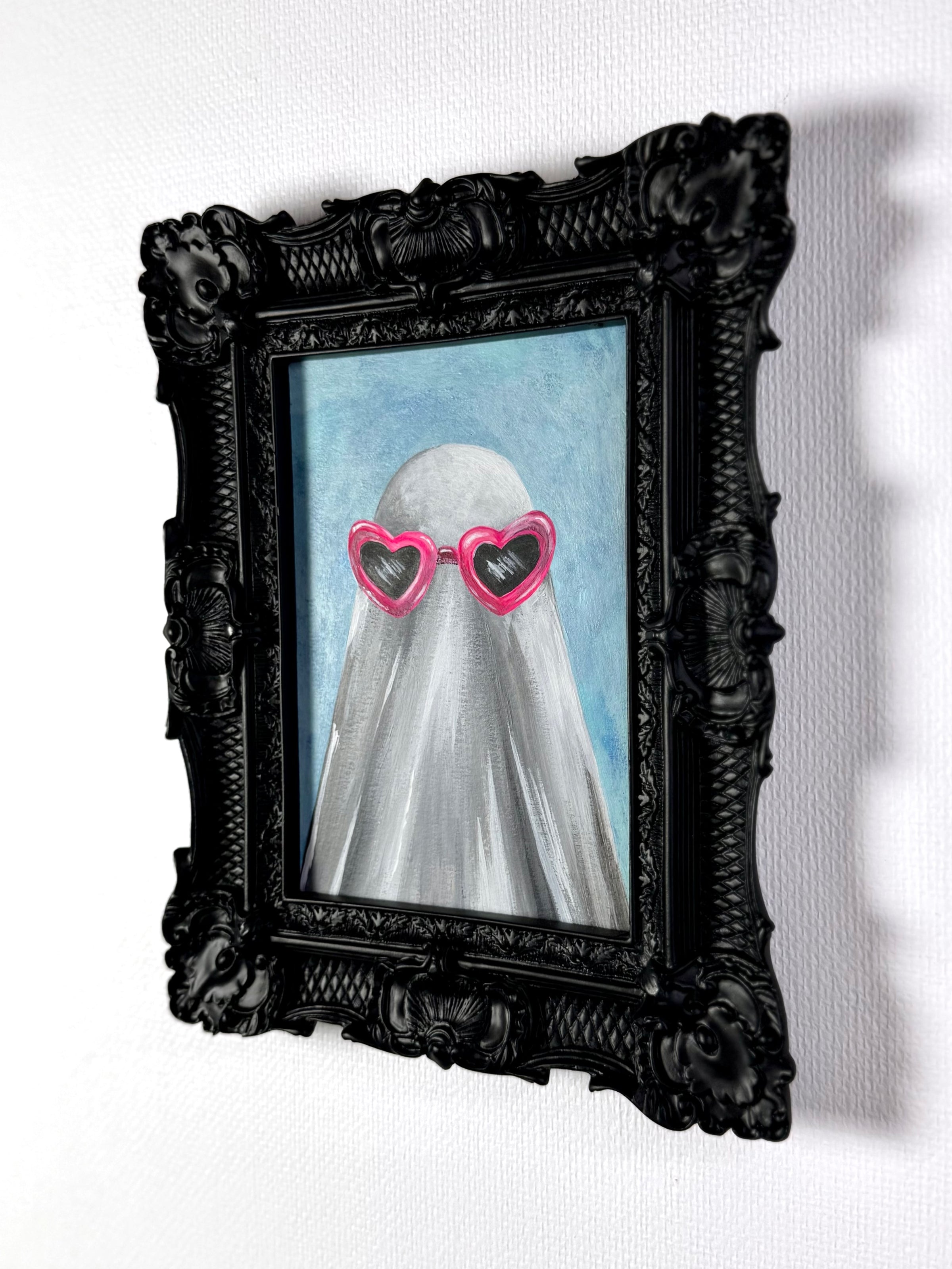 Heart Glasses Ghost (Original Painting) - Creep Cult