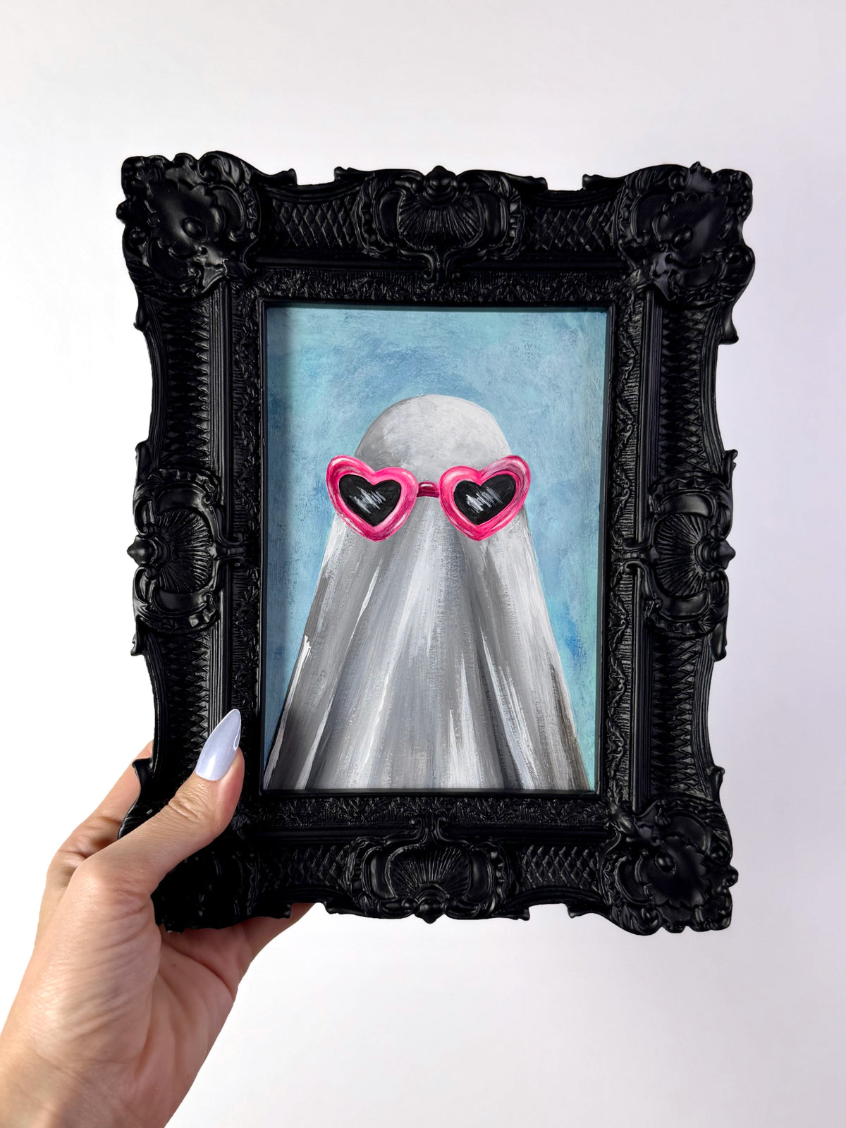 Heart Glasses Ghost (Original Painting) - Creep Cult