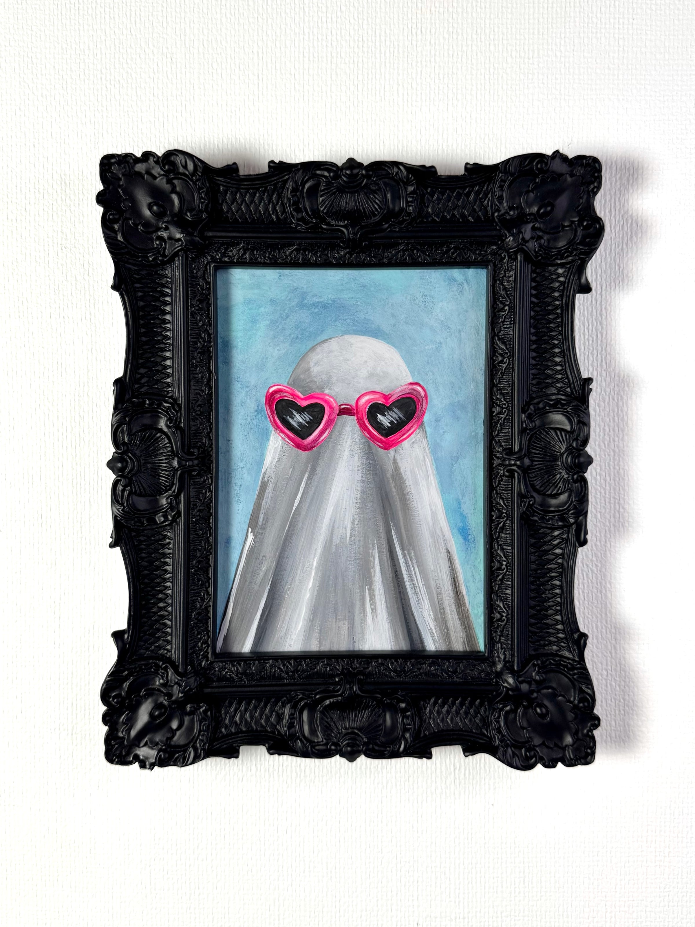 Heart Glasses Ghost (Original Painting) - Creep Cult